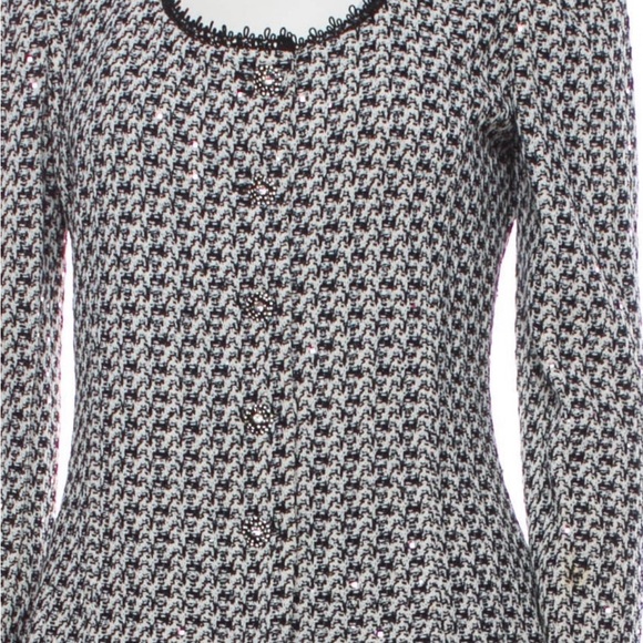 St. John Evening Sparkling Black & White Jacket with Lace & Sequin Accents Sz. 4 - Picture 2 of 4